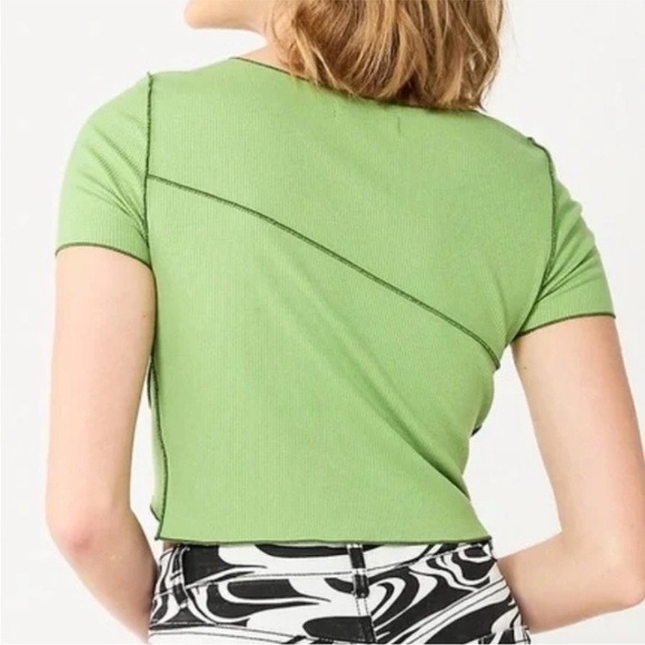 SO Contrast Seam Ribbed Cropped Top Punk Prep Green NWT - Picture 12 of 12